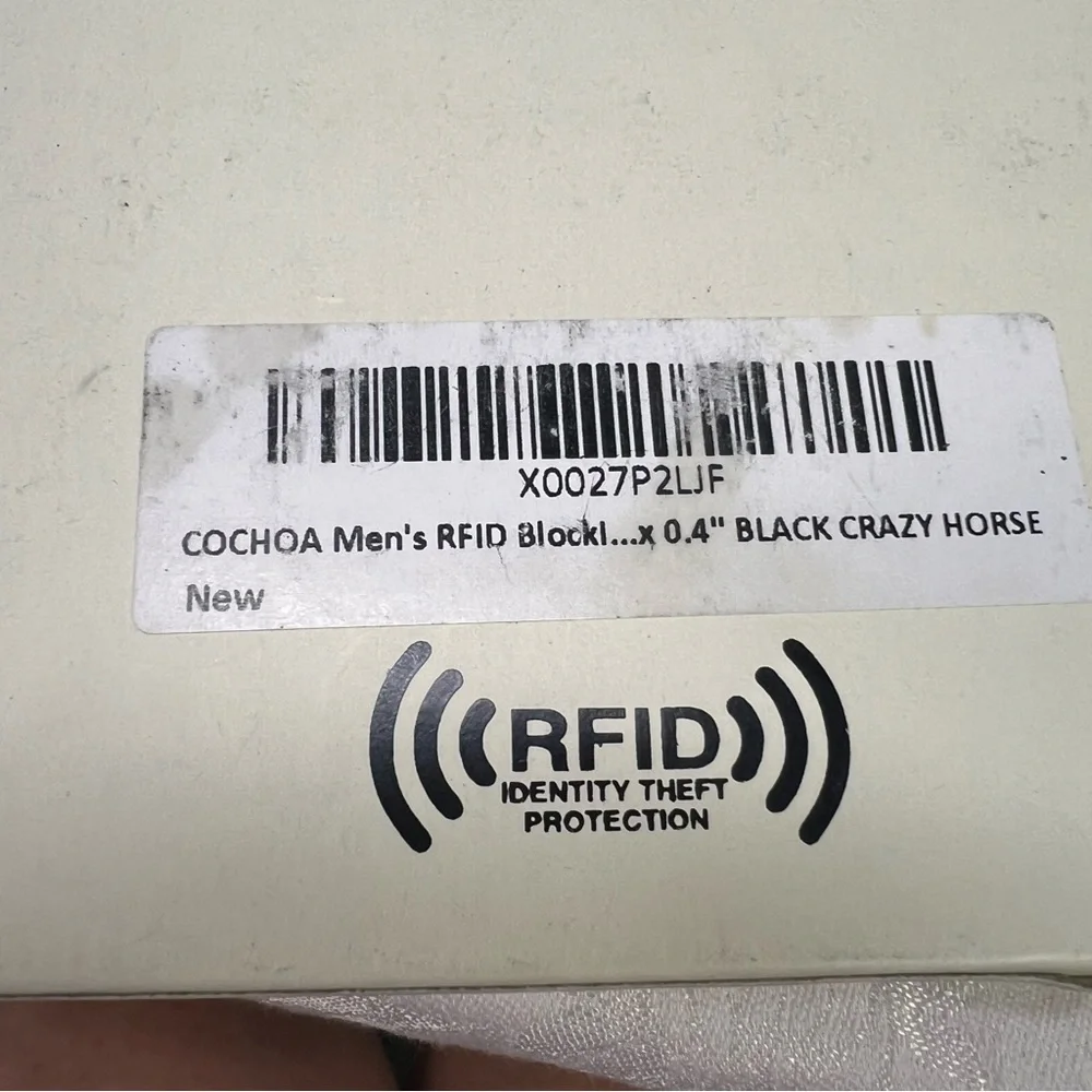 New Cochoa Black Bifold Leather Slim RFID Wallet Identify Protection Crazy Horse